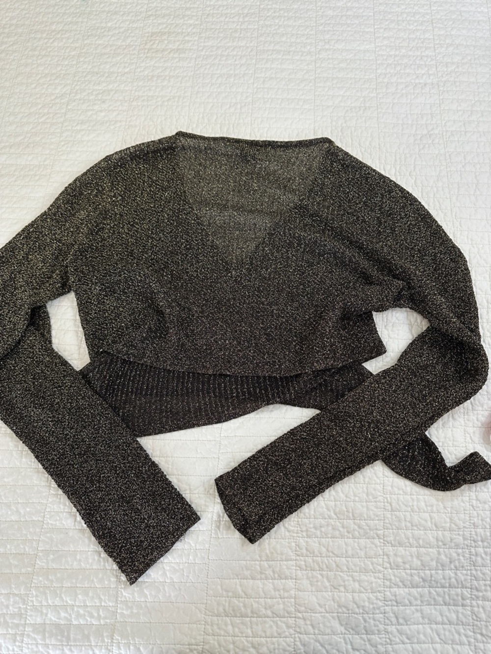 Vintage Sparkle Wrap Crop Top OS Fairycore Whimsigoth Balletcore Festival Goth - Picture 5 of 5